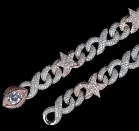 Custom Charm Bracelet in rose gold tone with pink stones