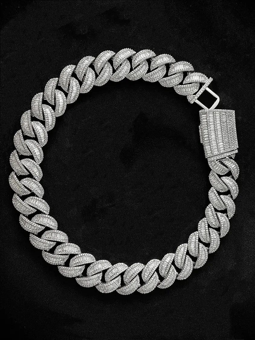 Custom Cuban Link Bracelet in silver tone