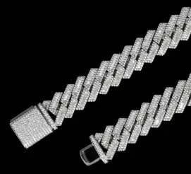 Custom Novelty Link Chain in silver tone with clear stones