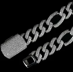 Custom Oval Link Chain in silver tone with clear stones