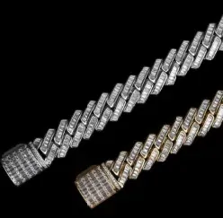 Custom Novelty Link Chain in silver and gold tone with clear stones