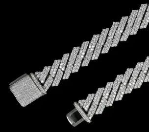 Custom Novelty Link Chain in silver tone with clear stones