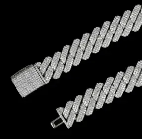 Custom Novelty Link Chain in silver tone with clear stones
