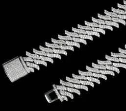 Custom Novelty Link Chain in silver tone with clear stones