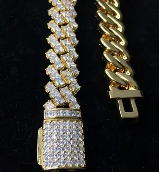 Custom Lock Chain in silver and gold tone with clear stones