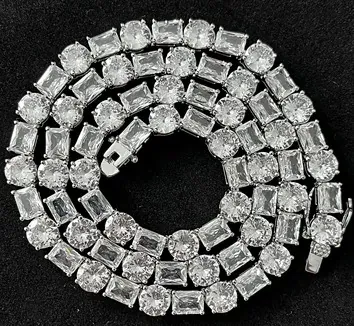 Custom Tennis Necklace in silver tone with clear stones
