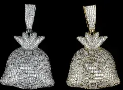 Custom Symbol Pendant in silver and gold tone with clear stones