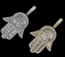 Custom Symbol Pendant in silver and gold tone with clear stones