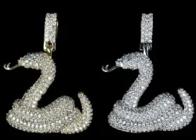 Custom Animal Pendant in silver and gold tone with clear stones