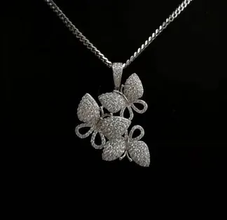 Custom Novelty Pendant in silver tone with clear stones
