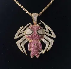 Custom Face Pendant in rose gold tone with clear stones