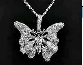 Custom Nature Pendant in silver tone with clear stones