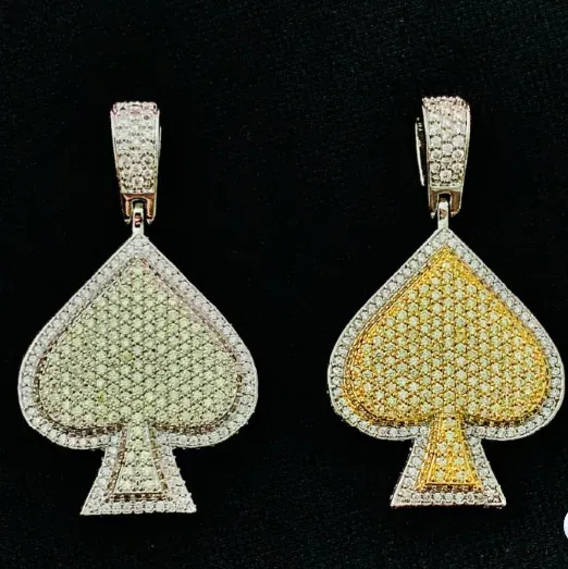 Custom Symbol Pendant in silver and gold tone with clear stones