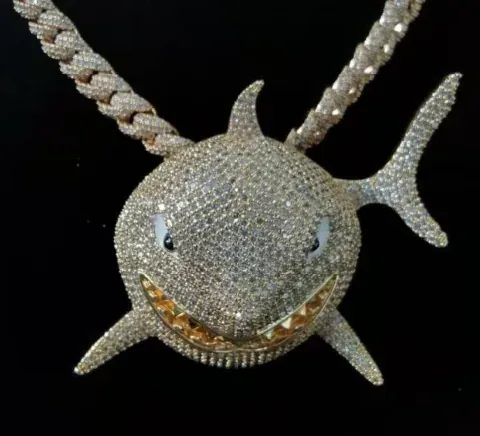 Custom Animal Pendant in silver tone with clear stones