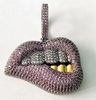 Custom Novelty Pendant in pink tone with clear stones
