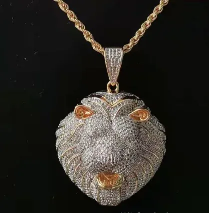 Custom Animal Pendant in silver and gold tone with clear stones