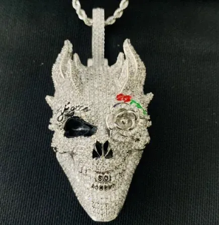 Custom Novelty Pendant in silver tone with multicolor stones