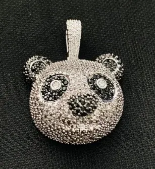Custom Animal Pendant in silver tone with clear stones