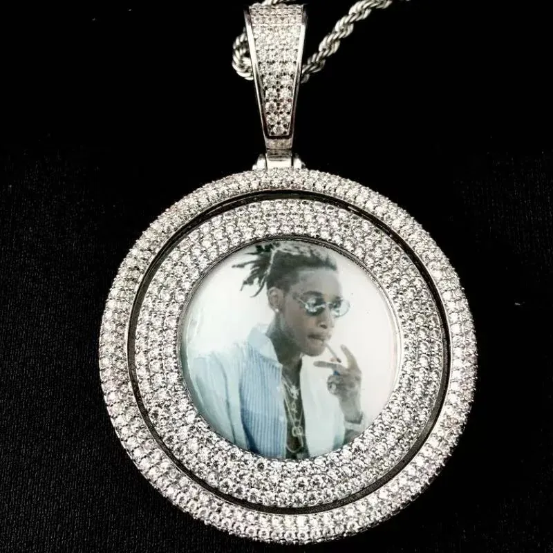 Custom Photo Pendant in silver tone with photo insert design