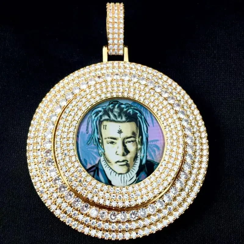 Custom Photo Pendant in gold and silver tone with photo insert design