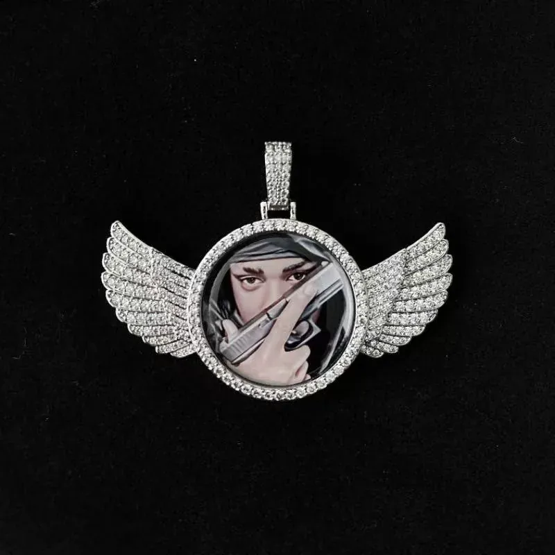 Custom Photo Pendant in silver tone with photo insert design