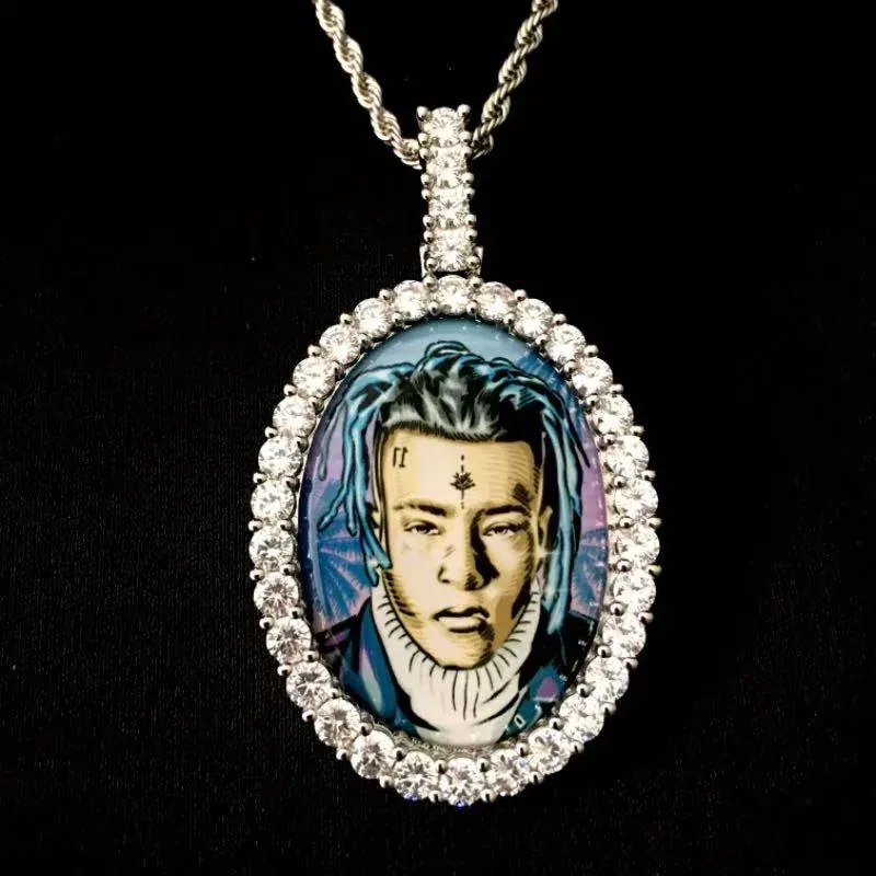 Custom Photo Pendant in silver tone with photo insert design
