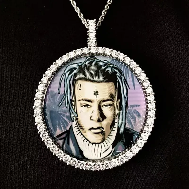 Custom Photo Pendant in silver tone with photo insert design
