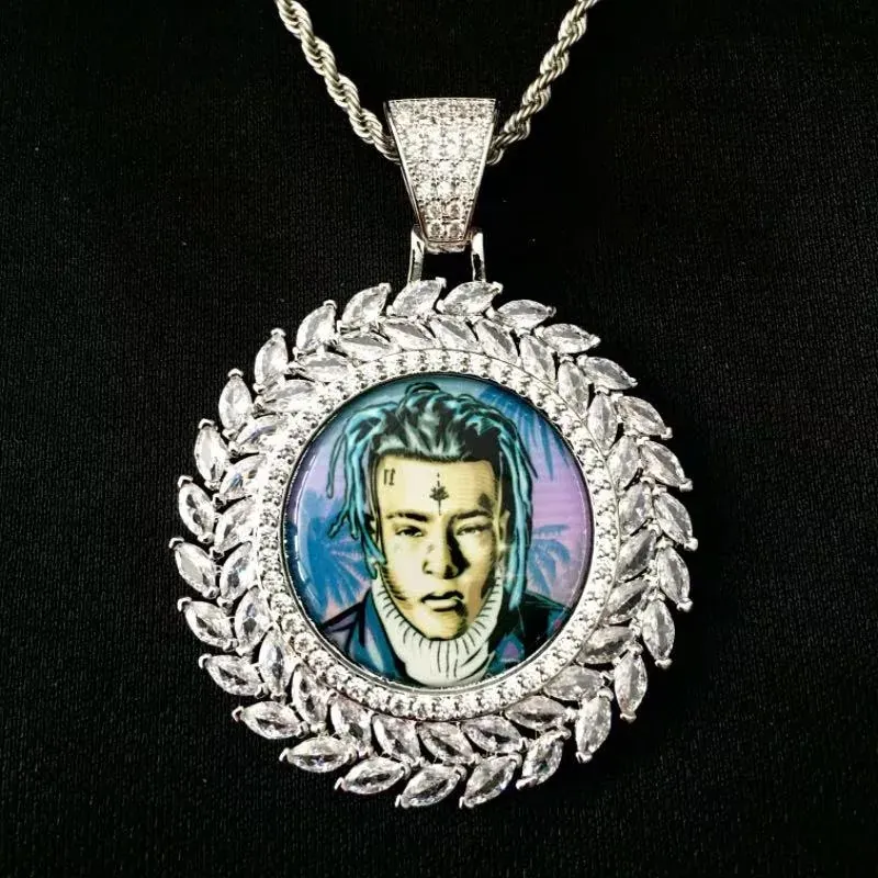 Custom Photo Pendant in silver tone with photo insert design