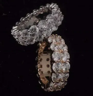 Custom Halo Ring in rose gold and silver tone with clear stones