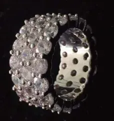 Custom Statement Ring in silver tone with clear stones