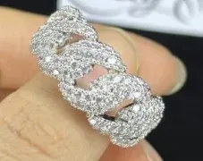 Custom Statement Ring in silver tone with clear stones