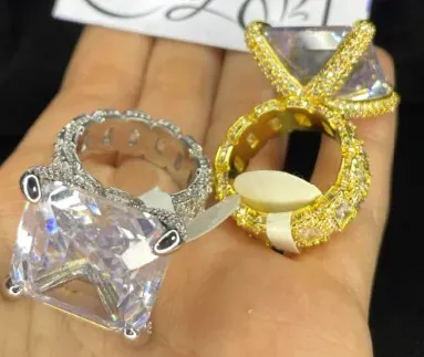 Custom Star Ring in silver and gold tone with clear stones