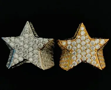 Custom Star Ring in silver and gold tone with clear stones