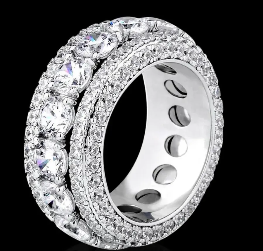Custom Halo Ring in silver tone with clear stones