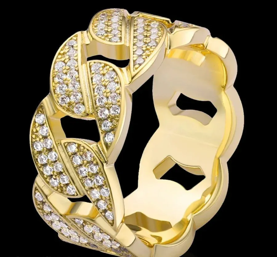 Custom Openwork Ring in gold tone with clear stones