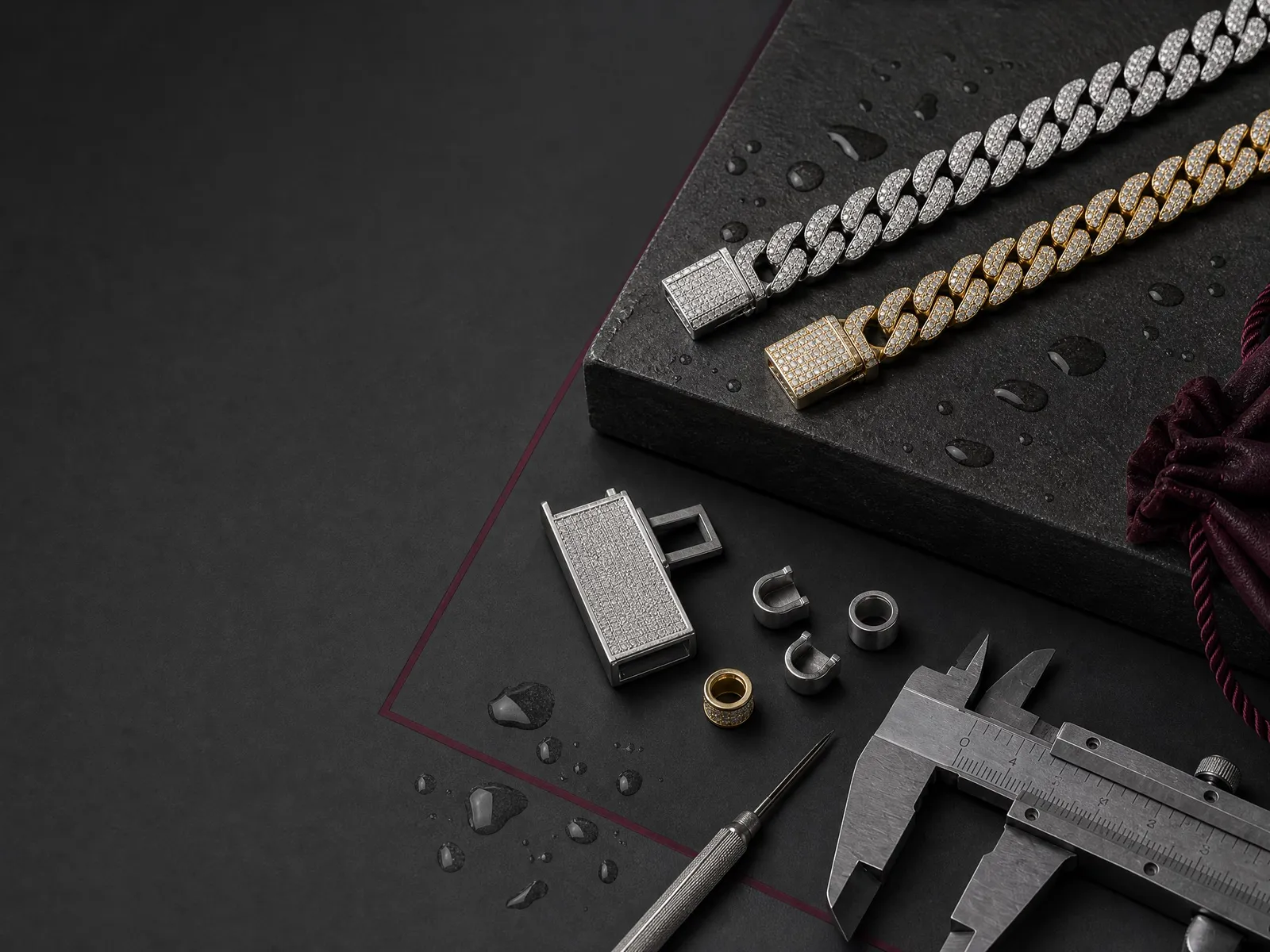Plated jewelry finish and construction references for water-resistant product review