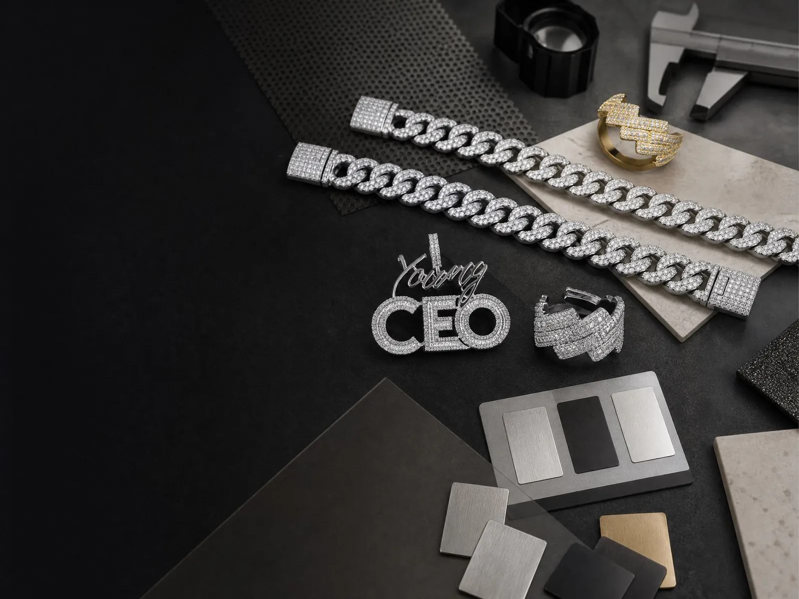 Silver-tone, gold-tone and polished jewelry finish references for custom manufacturing