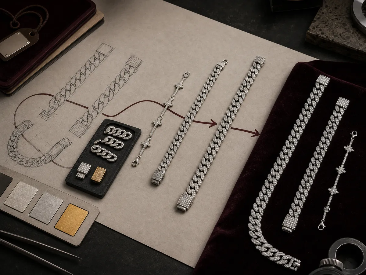 Custom jewelry manufacturing guide with jewelry sample and production reference