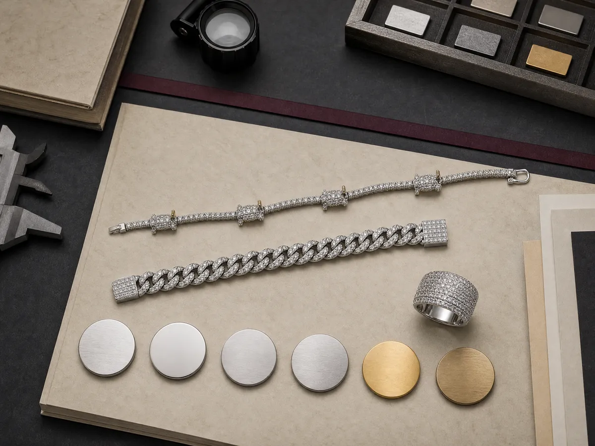 Jewelry material and finish samples for product development